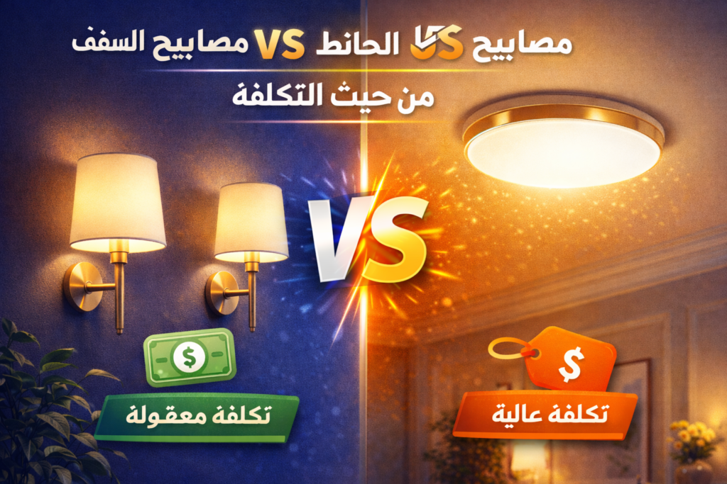 مصابيح الحائط vs مصابيح السقف من حيث التكلفة